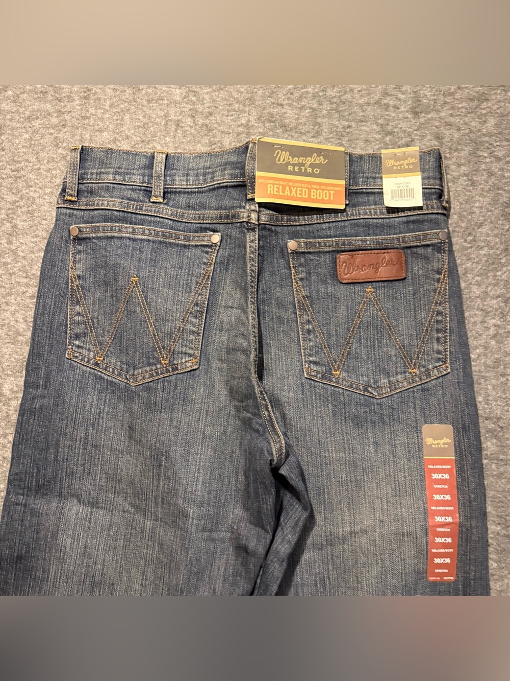 Wrangler Retro Relaxed Boot Jeans Mens 30x36 blue Stretch Tall Western NWT
